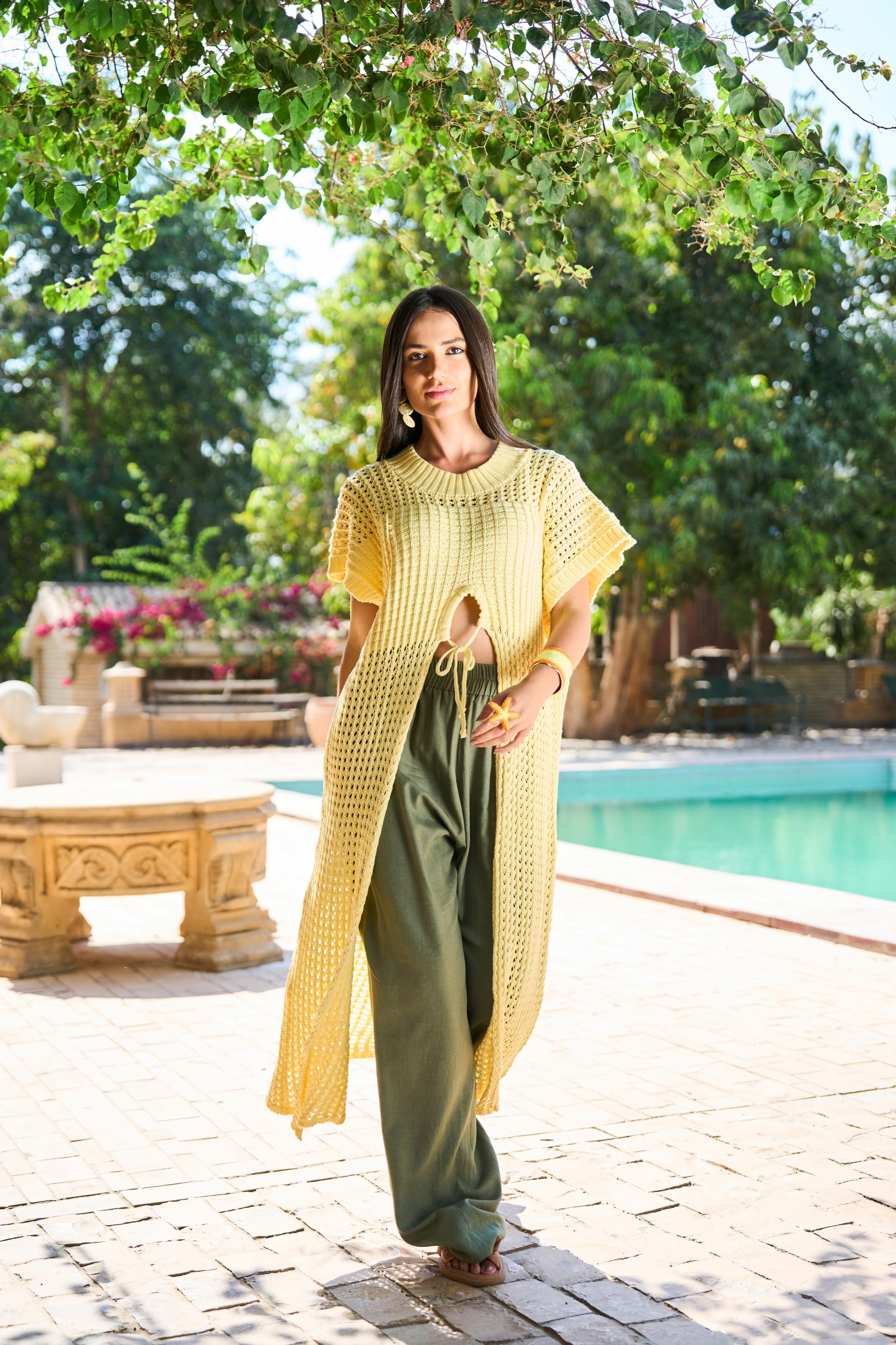 Knitted long open front body