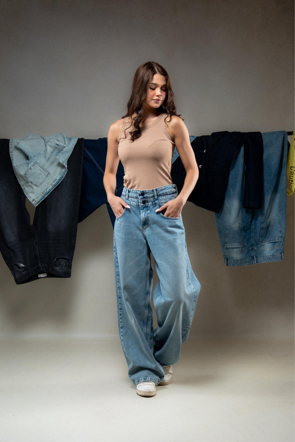 High-Waisted Wide-Leg Light Wash Jeans