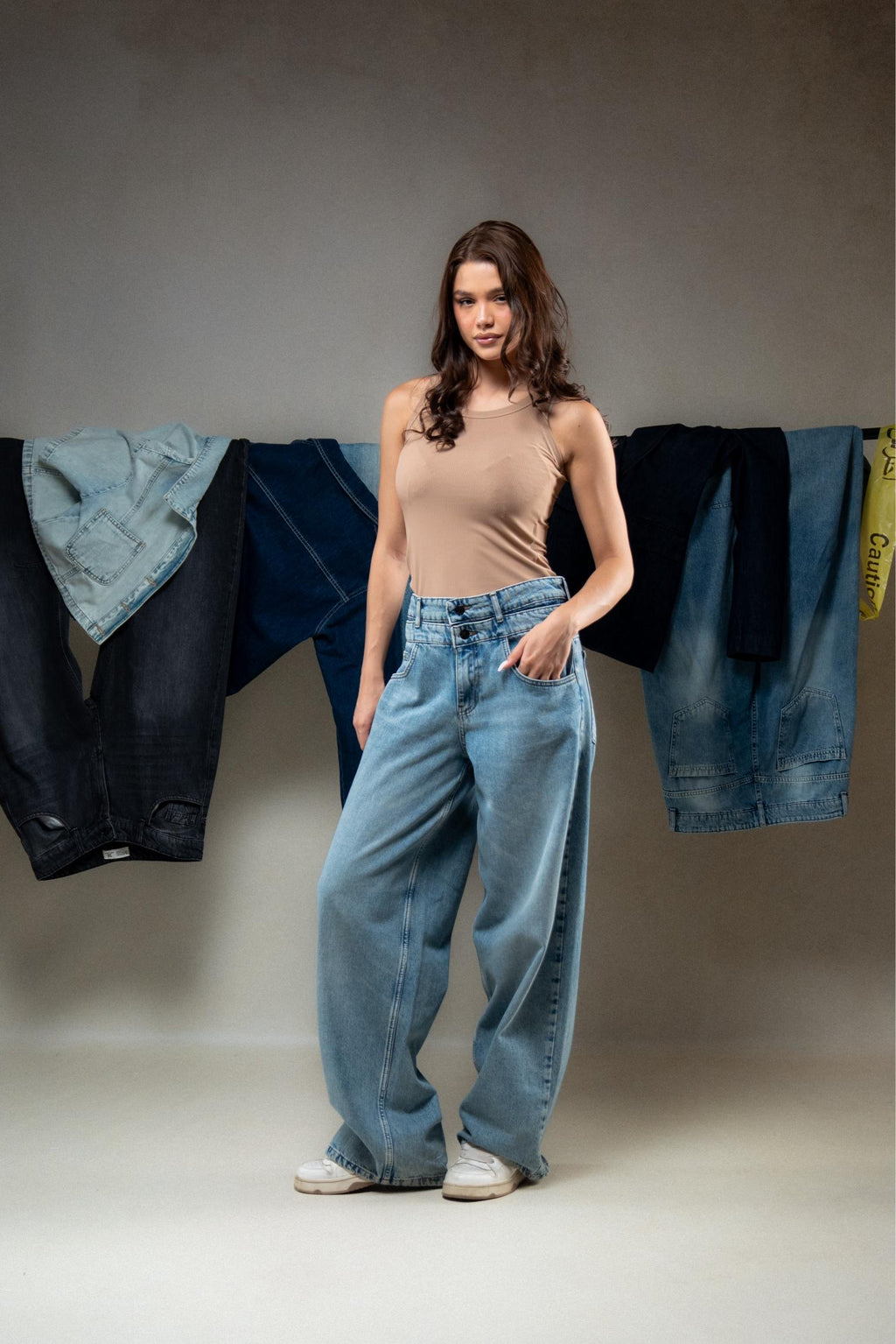 High-Waisted Wide-Leg Light Wash Jeans