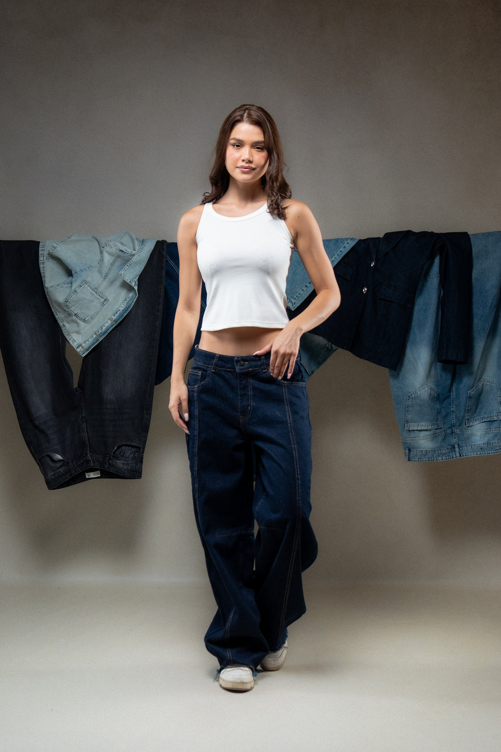 High-Waisted Dark Wash Wide-Leg Jeans