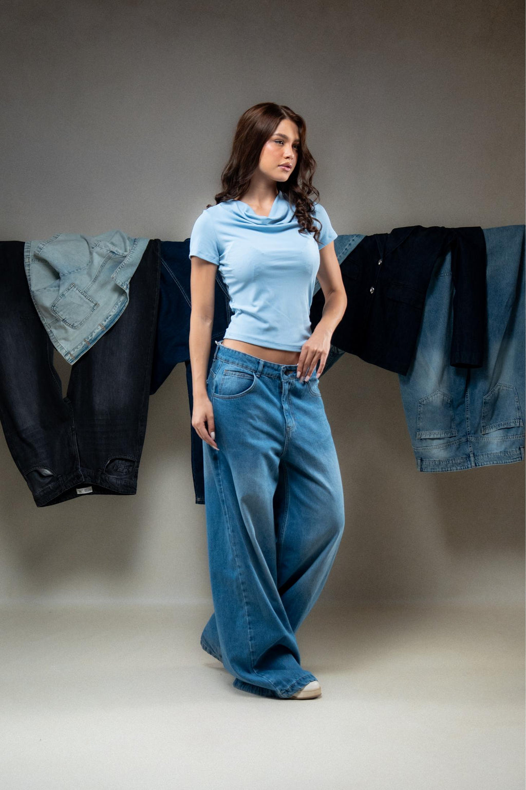 Short-Sleeve Cowl-Neck Top