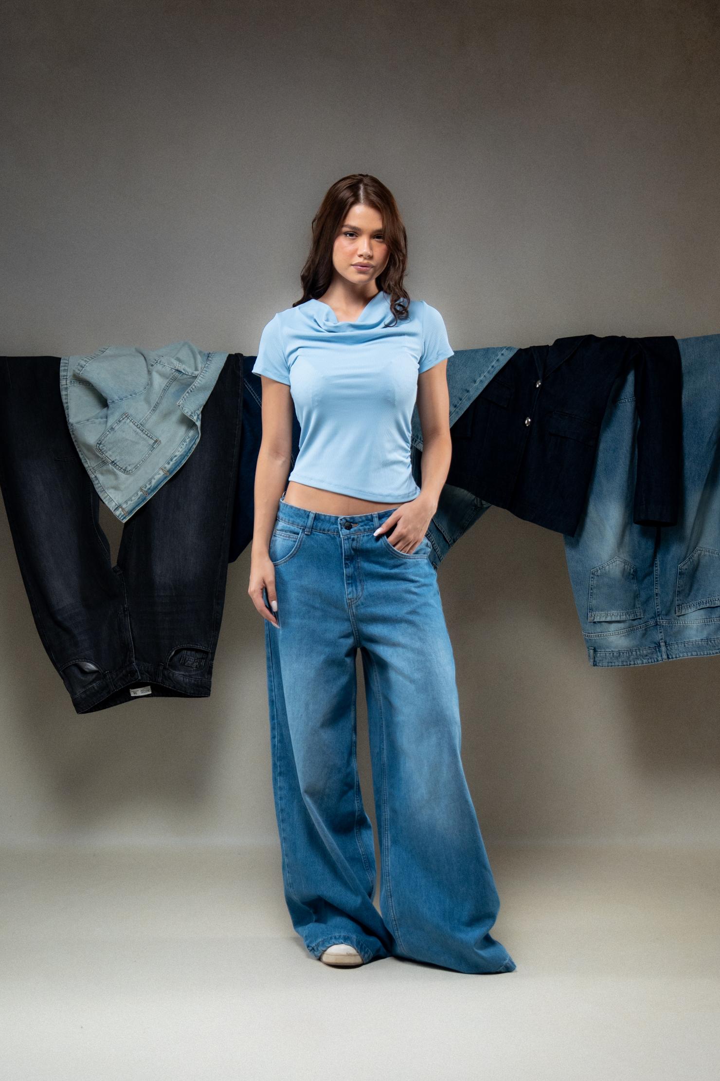 Short-Sleeve Cowl-Neck Top