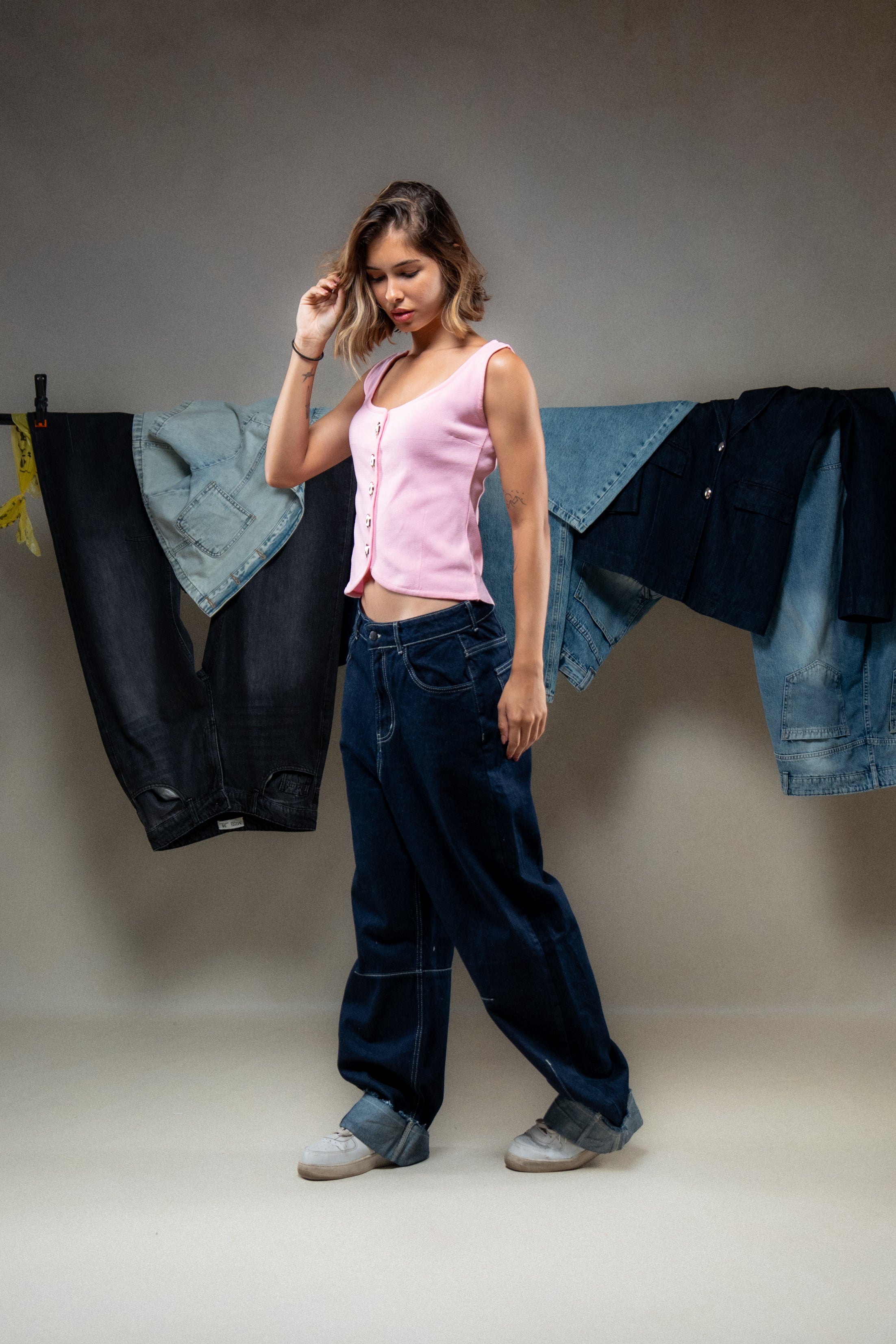 High-Waisted Straight-Leg Jeans