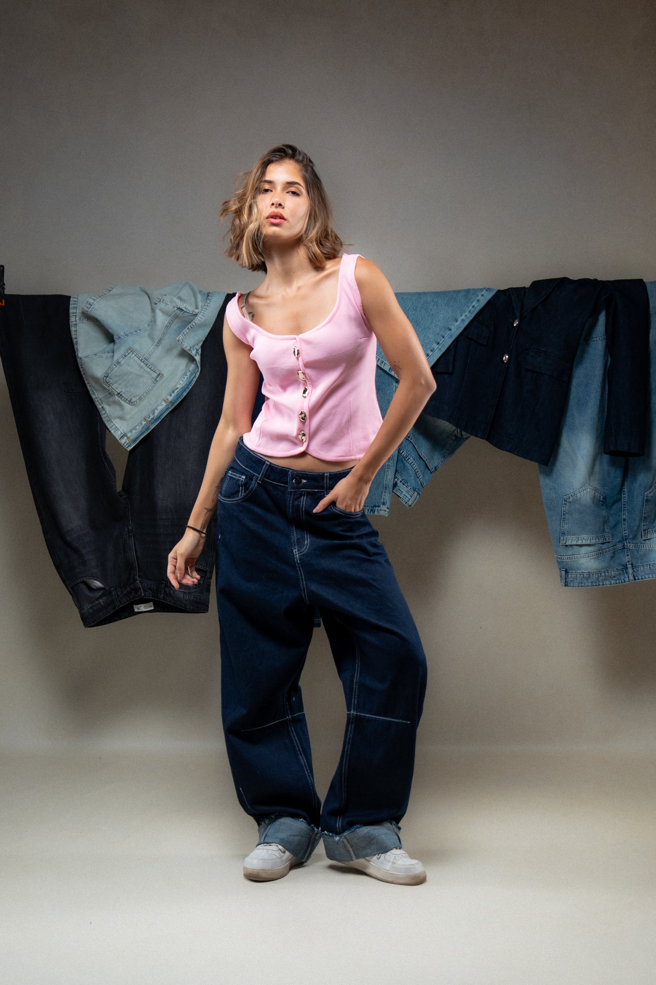 High-Waisted Straight-Leg Jeans