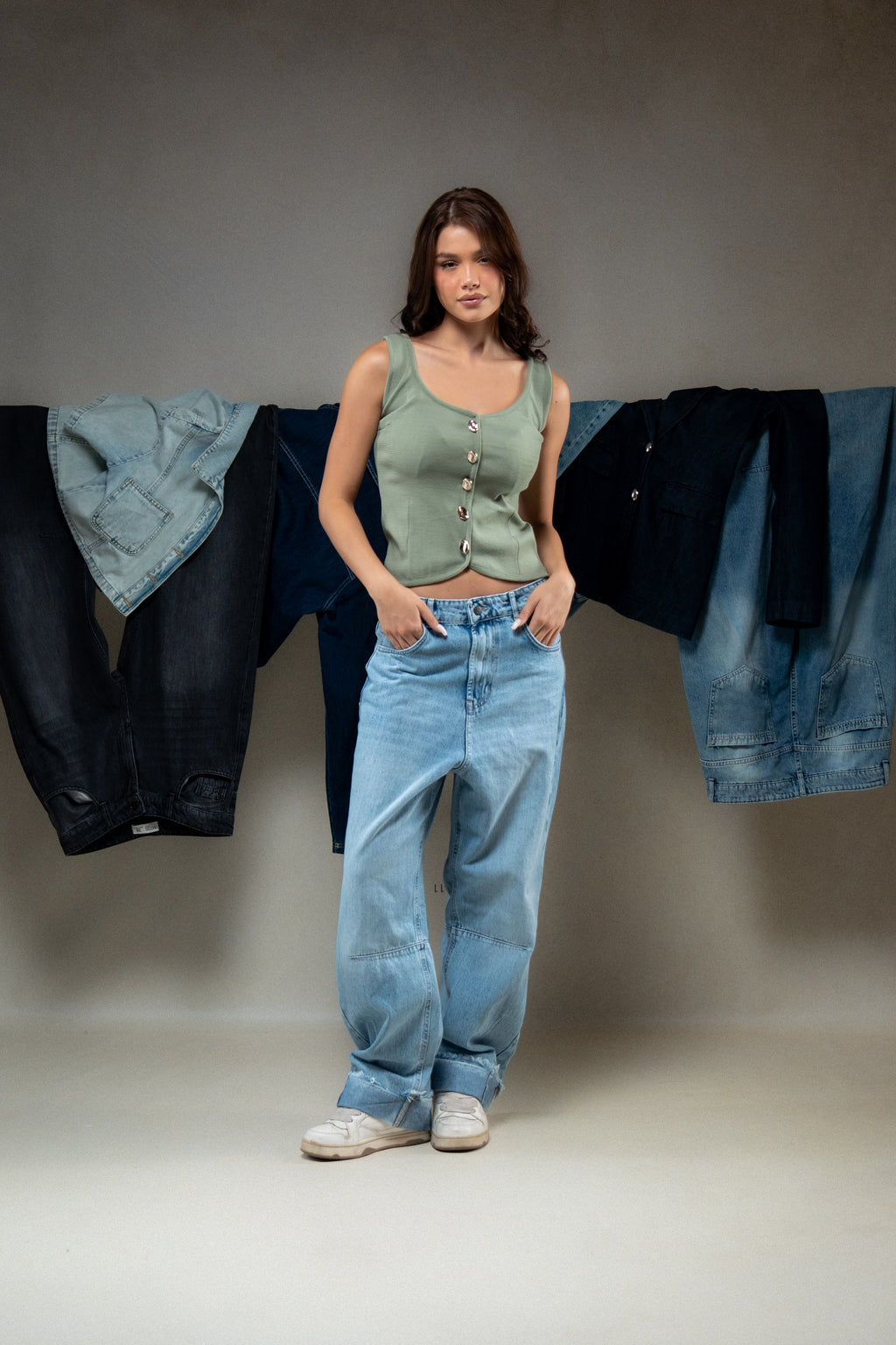 High-Waisted Straight-Leg Jeans