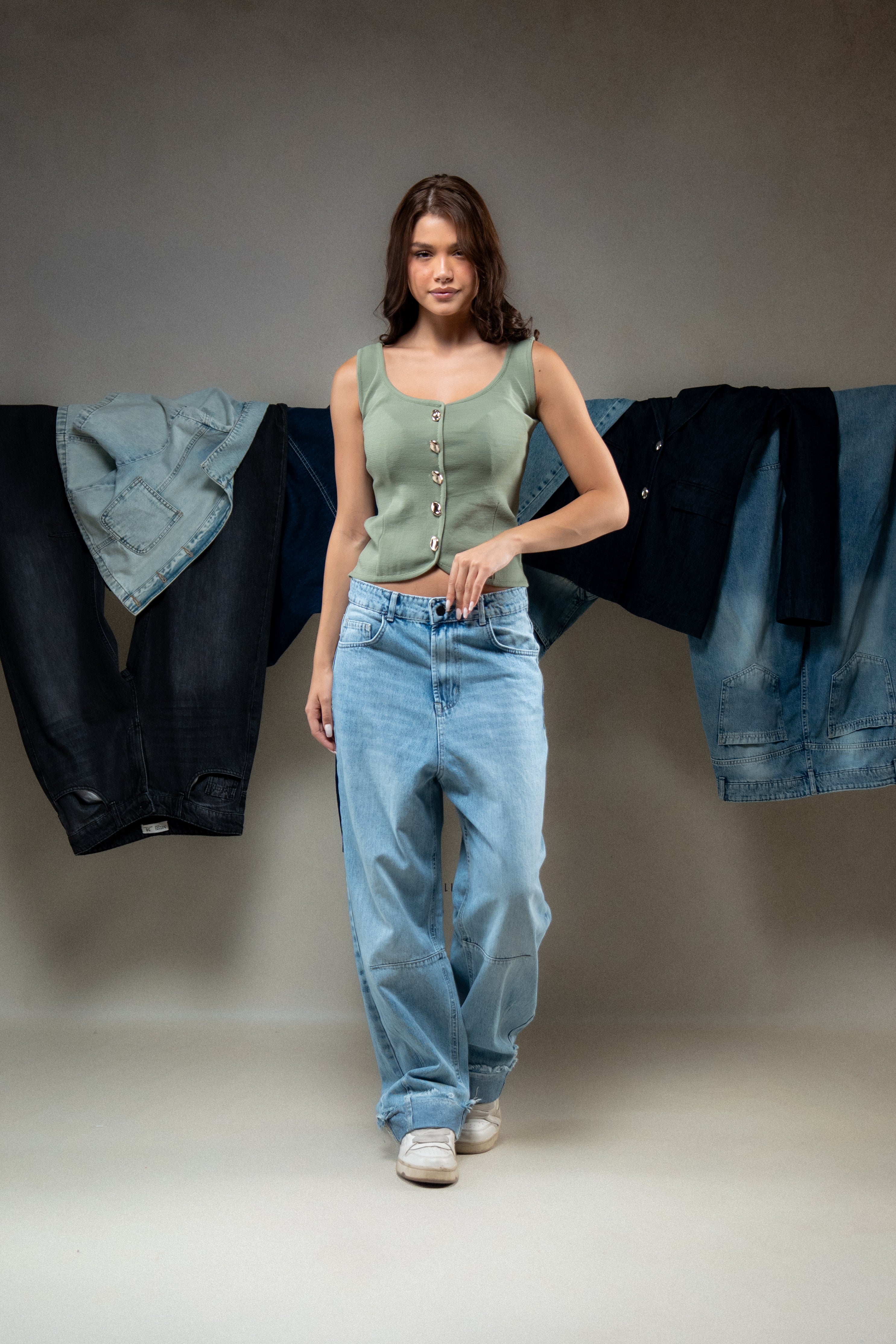 High-Waisted Straight-Leg Jeans