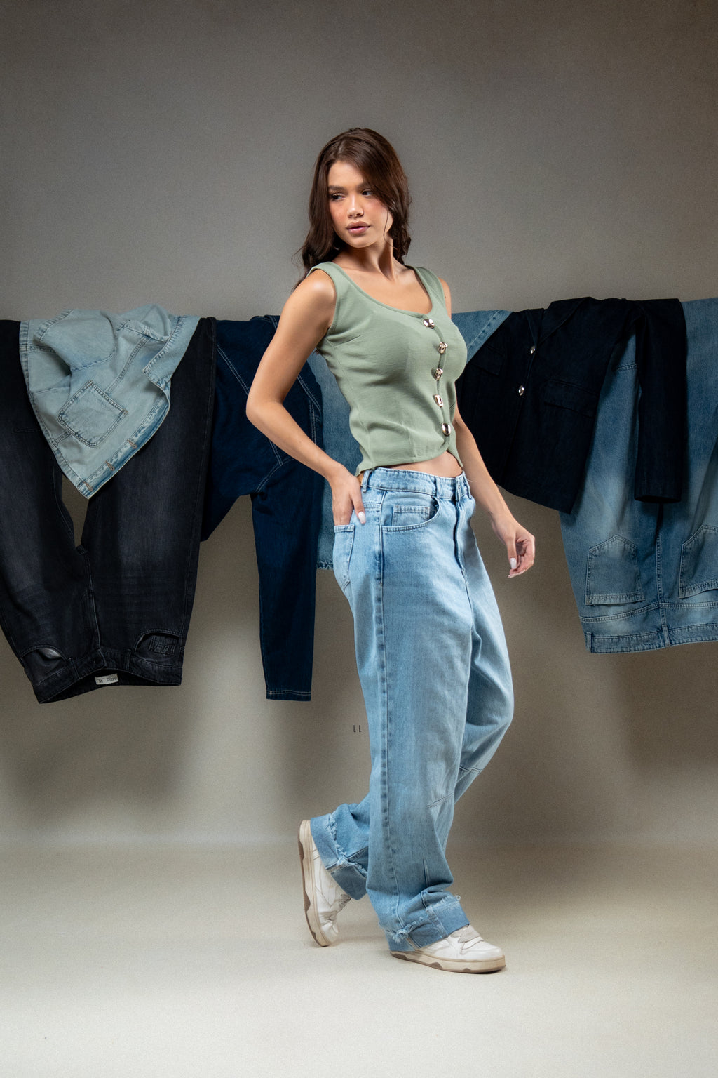 High-Waisted Straight-Leg Jeans