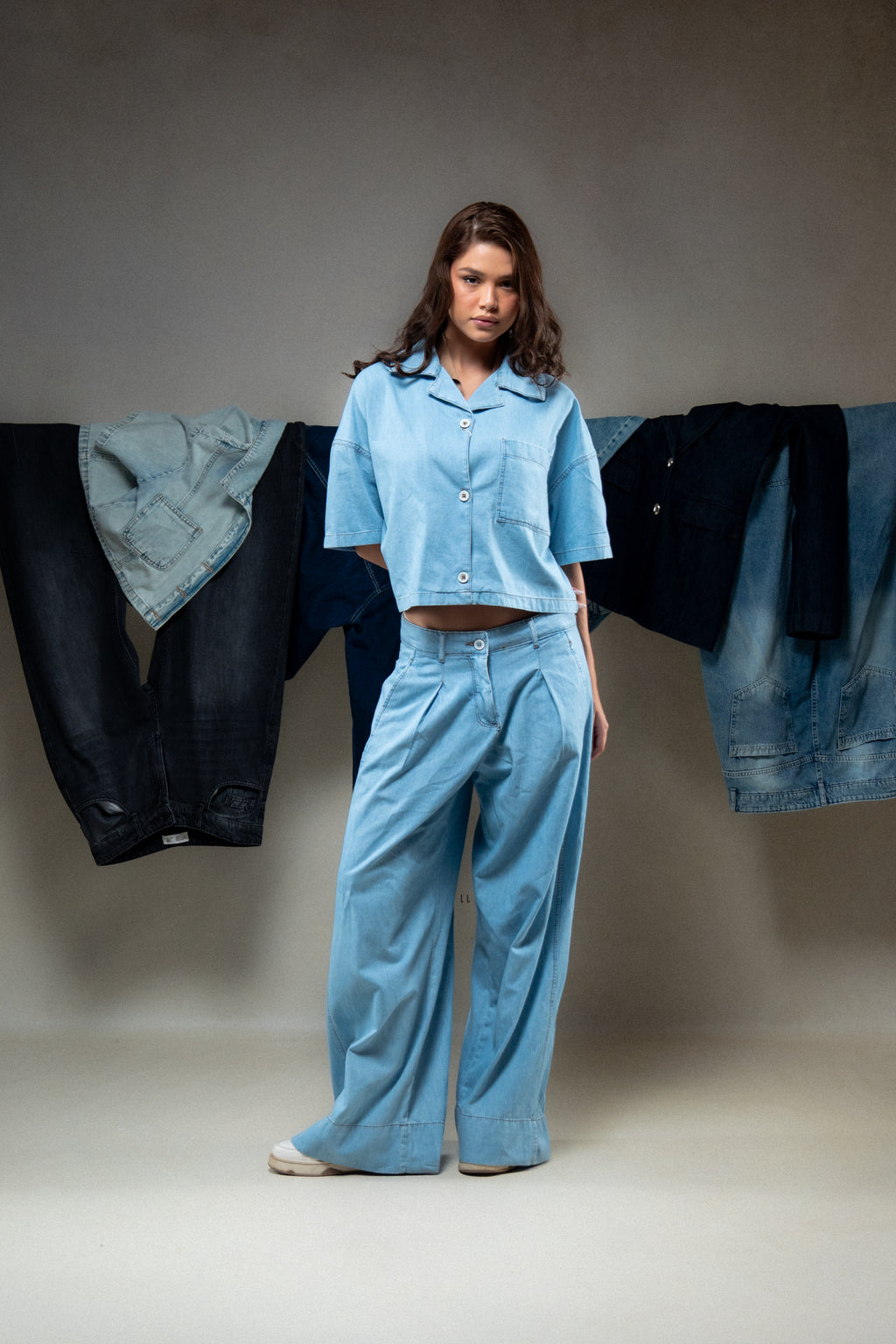 High-Waisted Wide-Leg Casual Pants