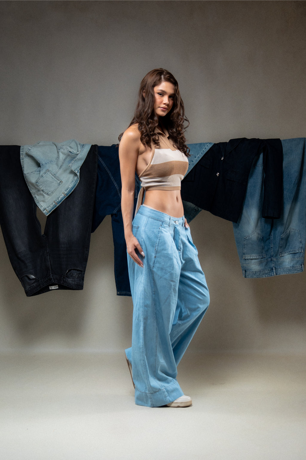 High-Waisted Wide-Leg Casual Pants