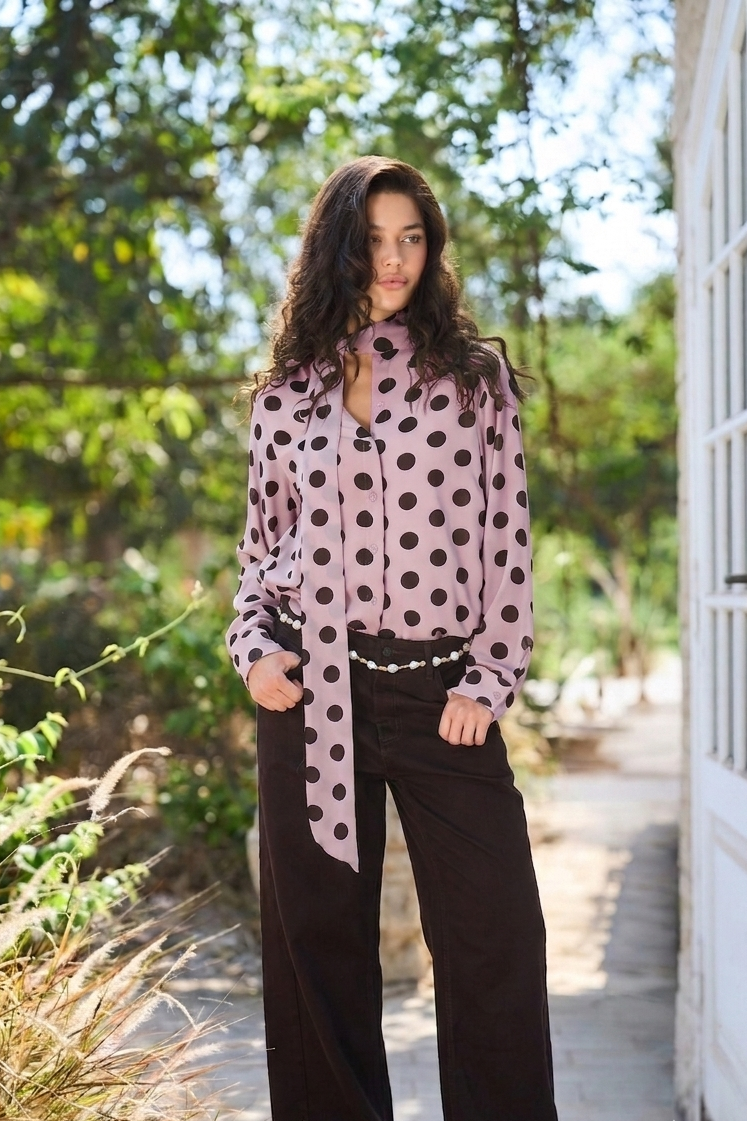 The Retro Dot Scarf Blouse